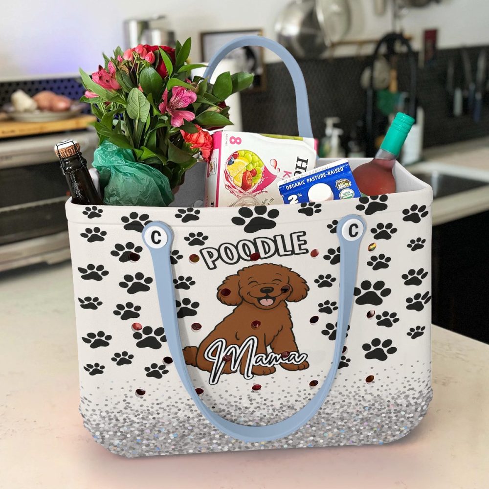 Poodle Mama Tote Bag – Cute Paw Print Design For Dog Lovers – Durable & Stylish Handbag - Image 2