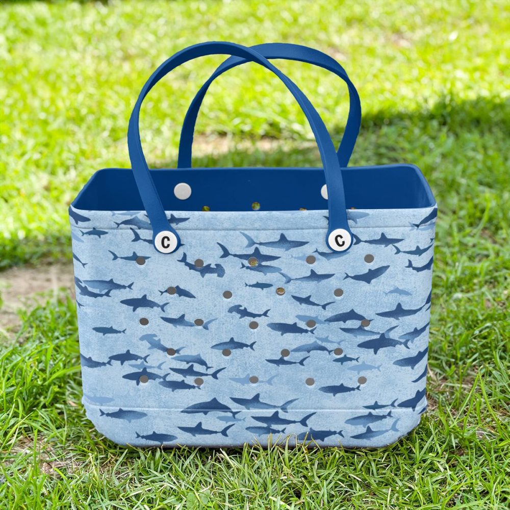 Stylish Shark Print Tote Bag - Durable, Waterproof & Spacious For Beach Or Everyday Use - Image 2