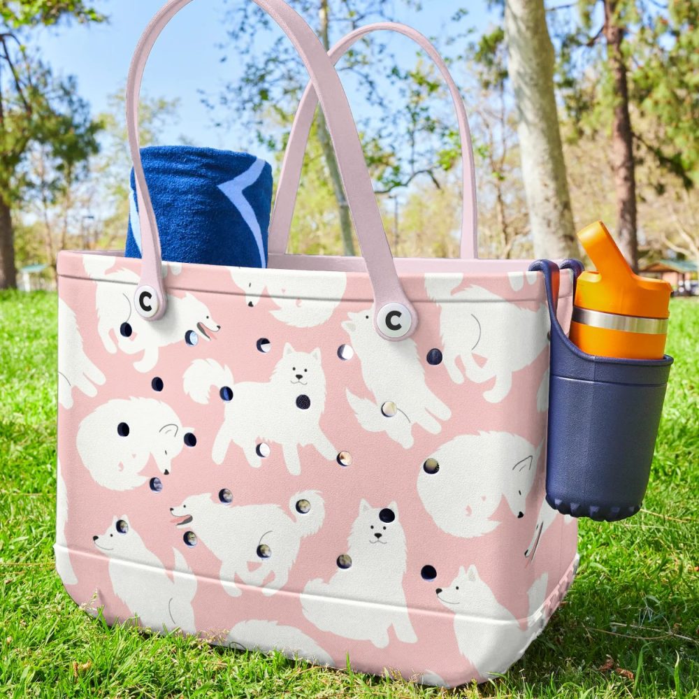 Chic Pink Dog Pattern Tote Bag - Durable, Stylish & Spacious For Everyday Use - Image 3