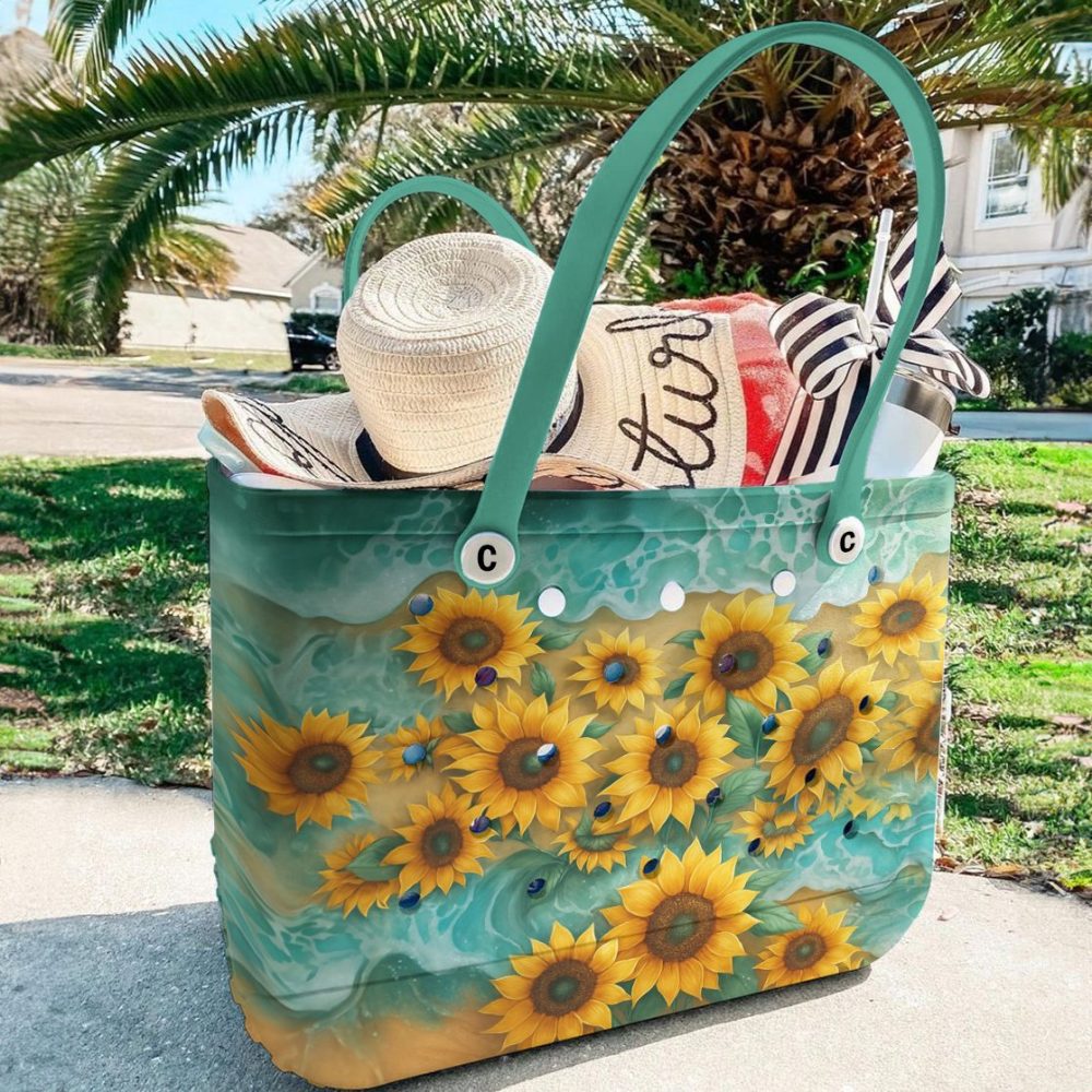 Vibrant Sunflower Tote Bag - Waterproof & Stylish Beach Accessory - Image 7