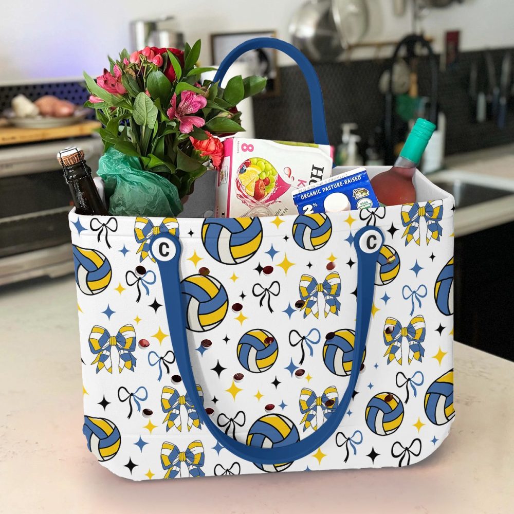 Stylish Volleyball Tote Bag With Bow & Star Pattern – Durable & Spacious For Everyday Use - Image 3
