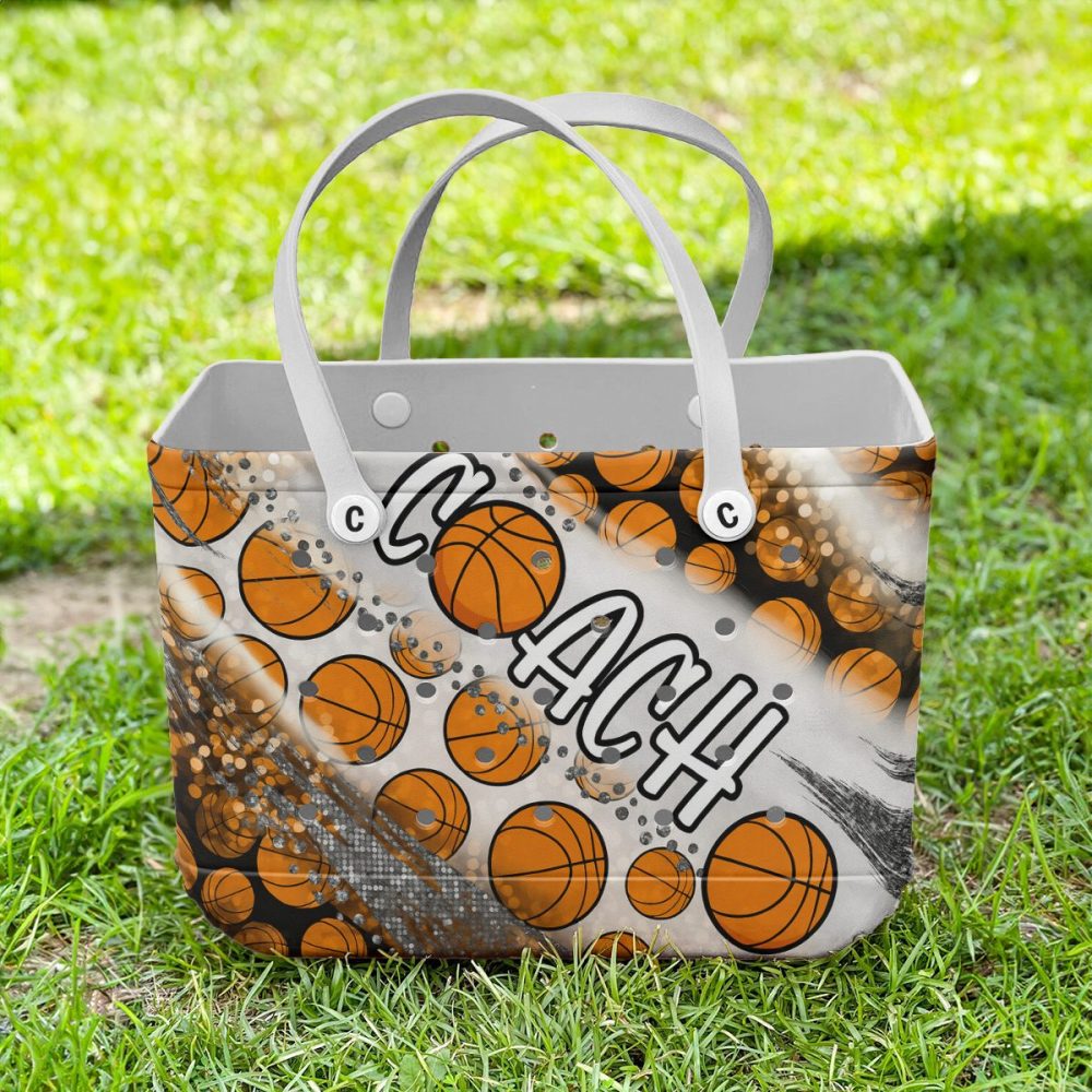 Stylish Basketball Print Tote Bag - Perfect For Sports Lovers & Coaches - Durable & Trendy Design - Image 5