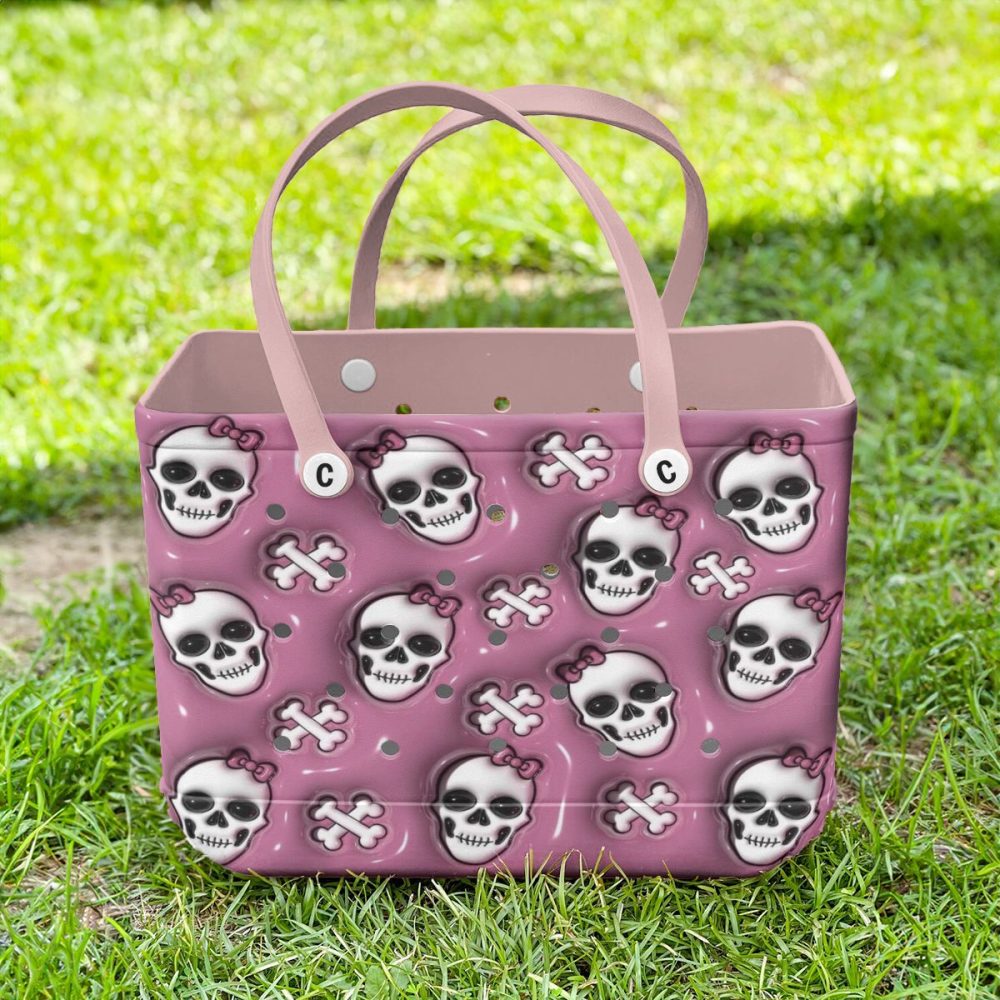 Stylish Pink Skull Tote Bag - Durable, Trendy Design For Everyday Use - Image 2