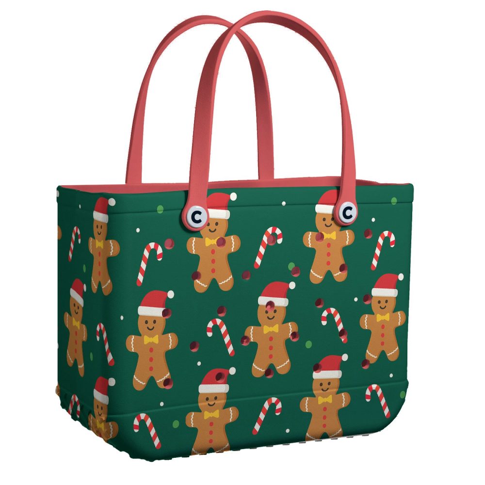 Festive Gingerbread & Candy Cane Tote Bag - Perfect For Holiday Shopping & Gifts