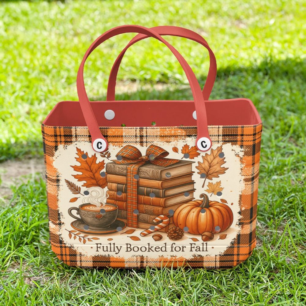 Cozy Autumn Tote Bag - Books, Pumpkin & Latte Design – Perfect Fall Accessory! - Image 4
