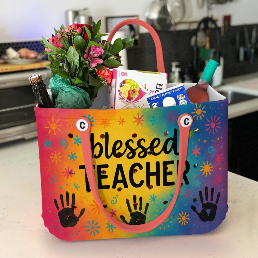 Vibrant 'Blessed Teacher' Tote Bag – Perfect Gift For Educators, Durable & Stylish - Image 2