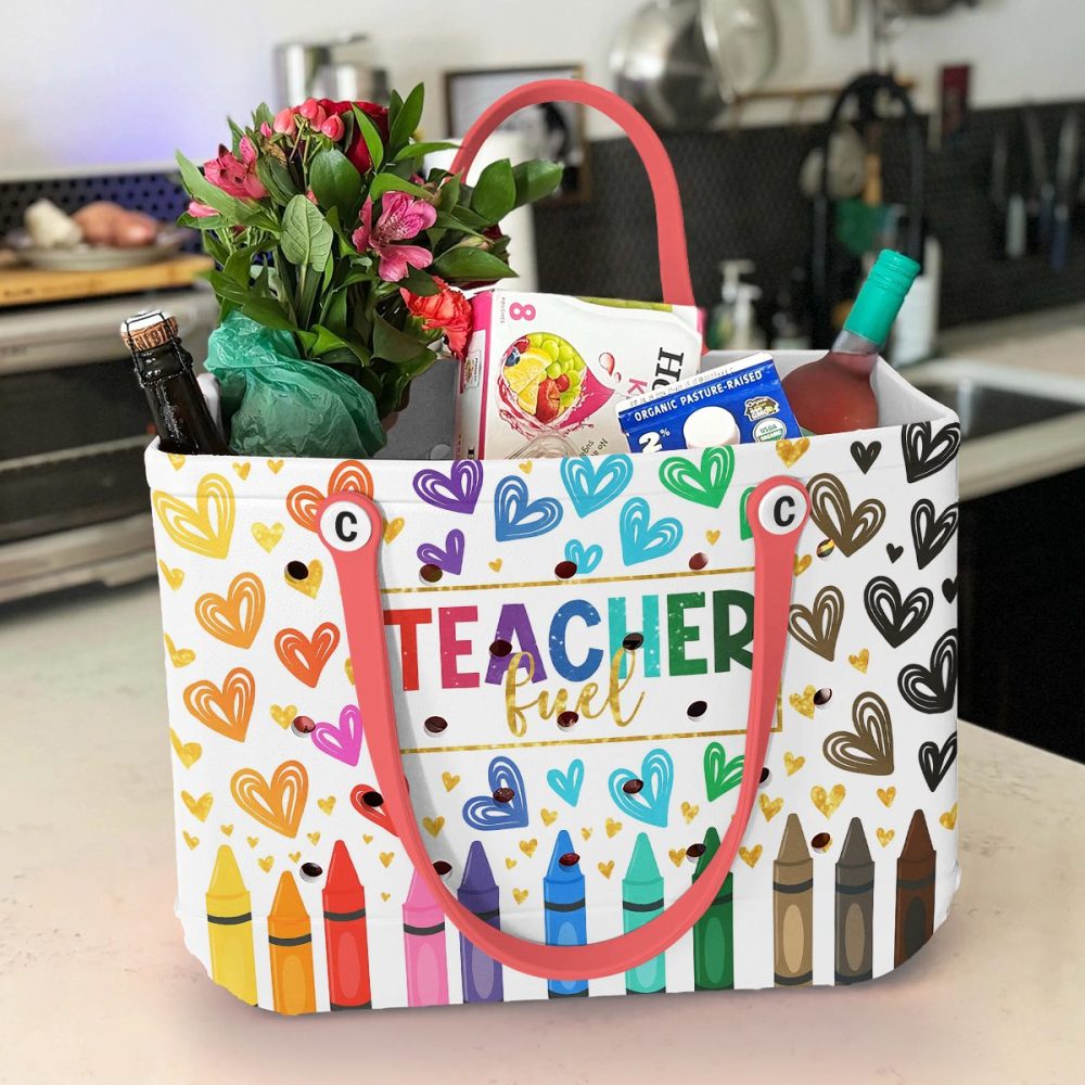 Colorful 'Teacher Fuel' Tote Bag – Perfect Gift For Educators, Stylish & Spacious! - Image 2