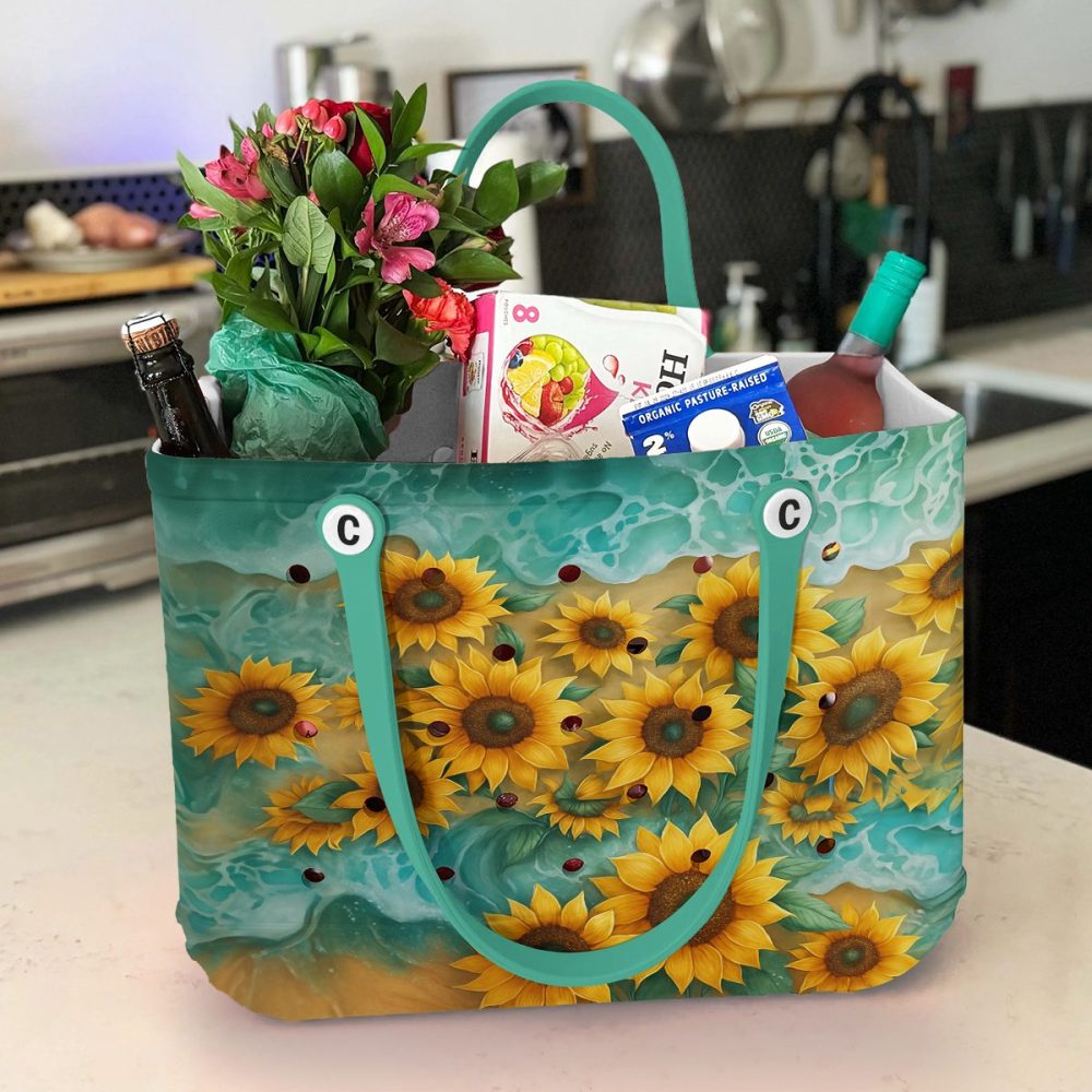 Vibrant Sunflower Tote Bag - Waterproof & Stylish Beach Accessory - Image 4