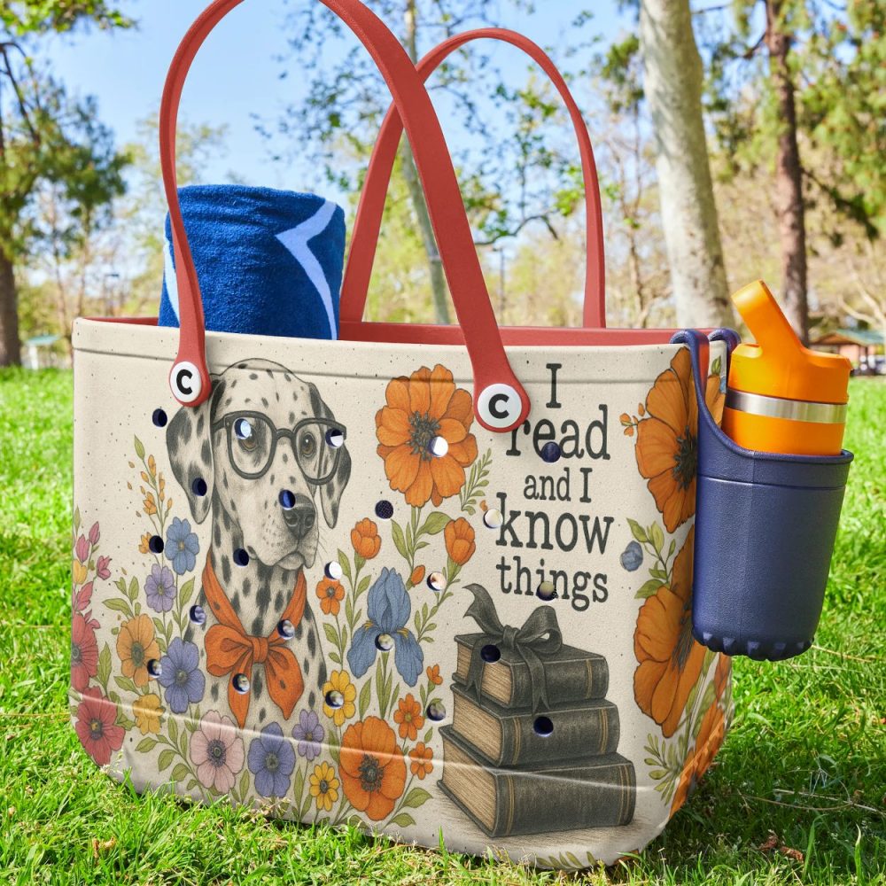 Chic Dalmatian Tote Bag - Floral Design, Perfect For Book Lovers & Fashionistas - Image 2