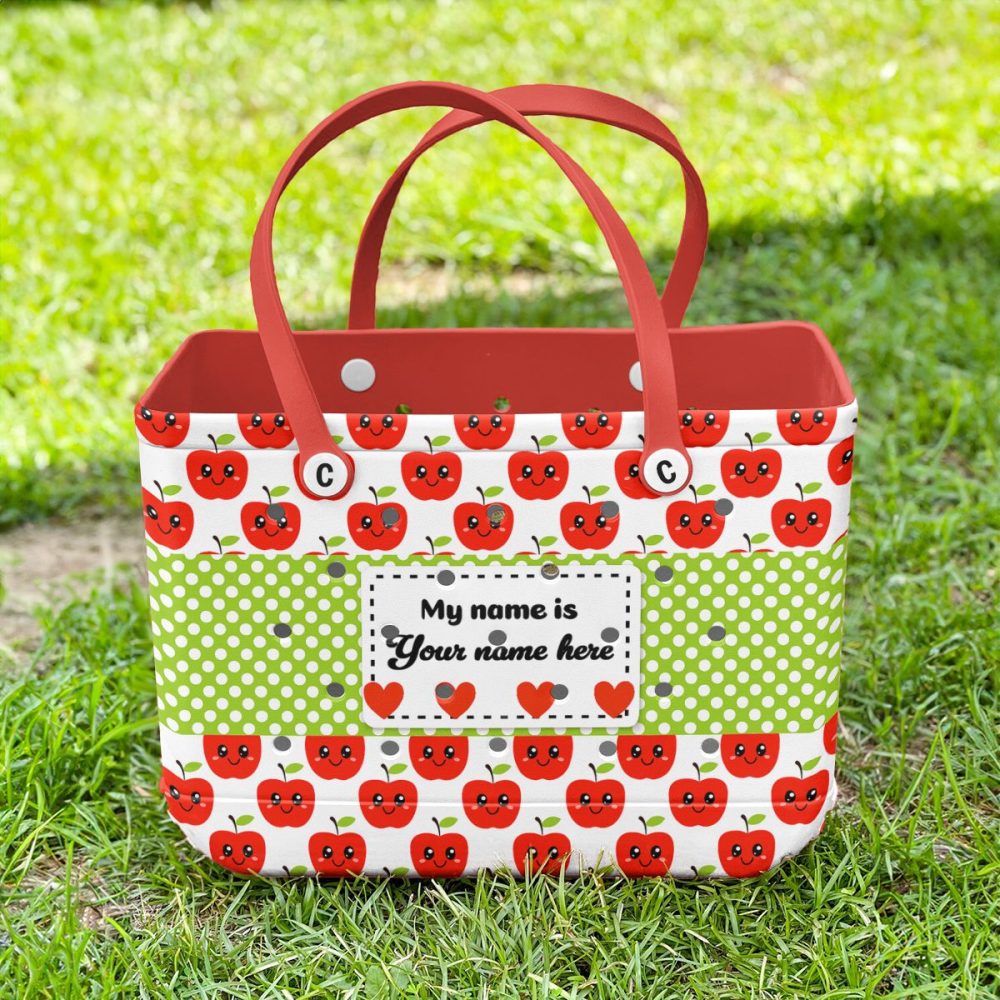 Customizable Cute Apple Tote Bag - Personalized Name, Eco-Friendly, Stylish & Fun Design! - Image 3
