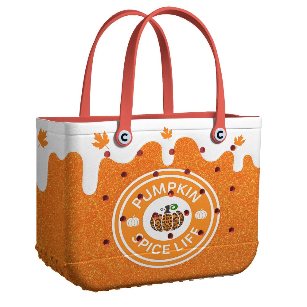 Pumpkin Spice Tote Bag – Stylish Fall Accessory With Autumn Leaves Design, Perfect For Seasonal Outfits