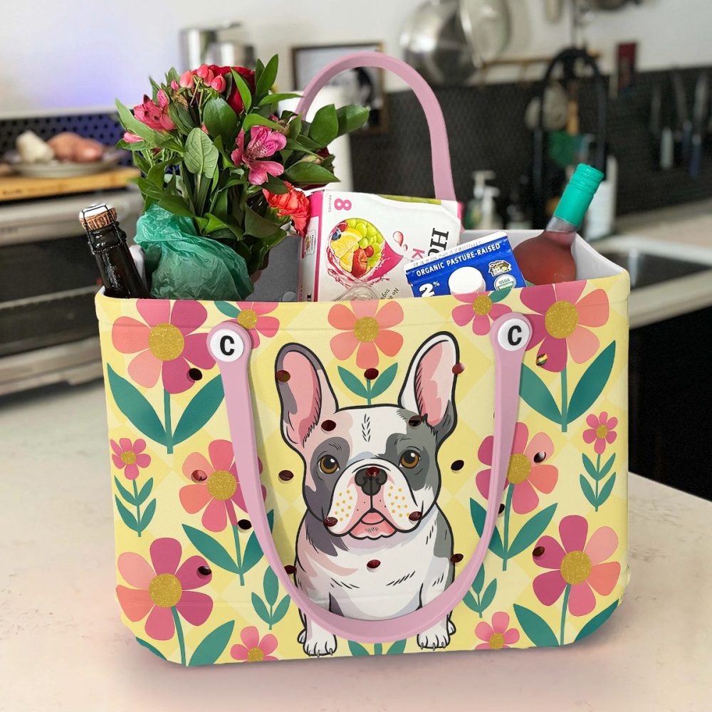 Chic French Bulldog Tote Bag - Floral Design, Durable & Stylish For Everyday Use - Image 4