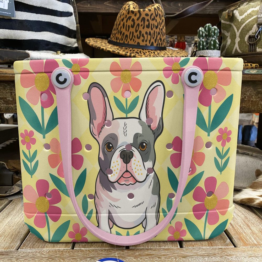 Chic French Bulldog Tote Bag - Floral Design, Durable & Stylish For Everyday Use - Image 6
