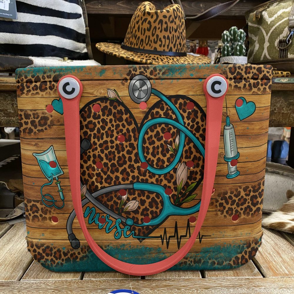 Stylish Nurse Tote Bag With Leopard Print & Medical Motifs - Perfect Gift For Healthcare Heroes - Image 6