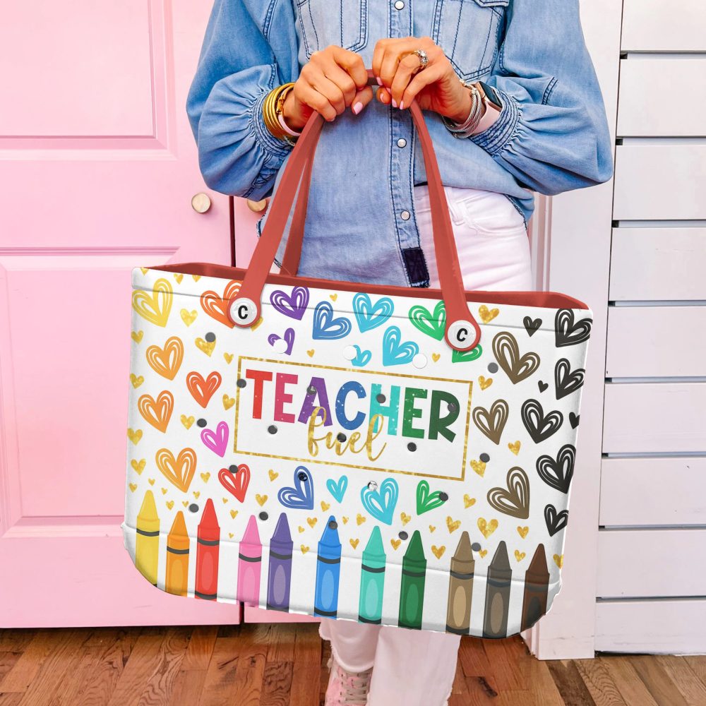 Colorful 'Teacher Fuel' Tote Bag – Perfect Gift For Educators, Stylish & Spacious! - Image 3