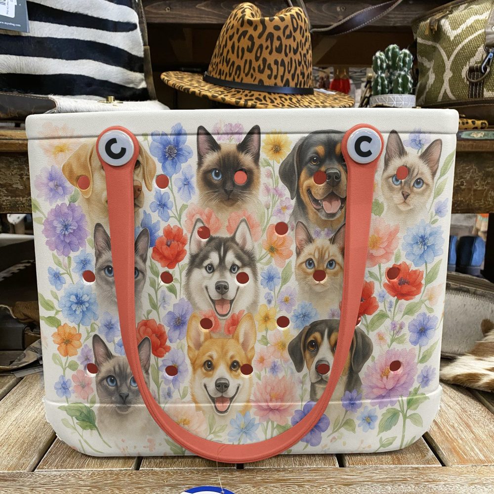 Pet Lover'S Floral Tote Bag – Cute Cat & Dog Design, Waterproof & Stylish - Image 6