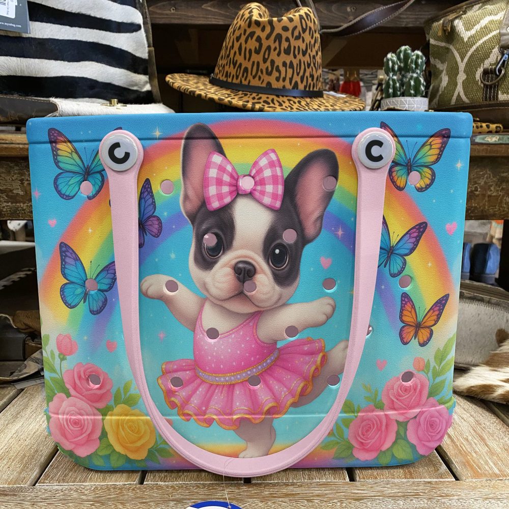Adorable French Bulldog Rainbow Tote Bag – Cute & Colorful Design With Butterflies – Perfect For Dog Lovers! - Image 6