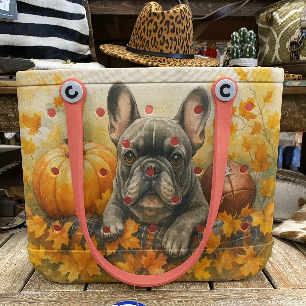 Chic French Bulldog Fall Tote Bag - Cute Autumn Pumpkin Design, Perfect For Dog Lovers! - Image 5