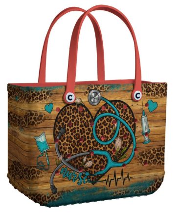 Stylish Nurse Tote Bag With Leopard Print & Medical Motifs - Perfect Gift For Healthcare Heroes