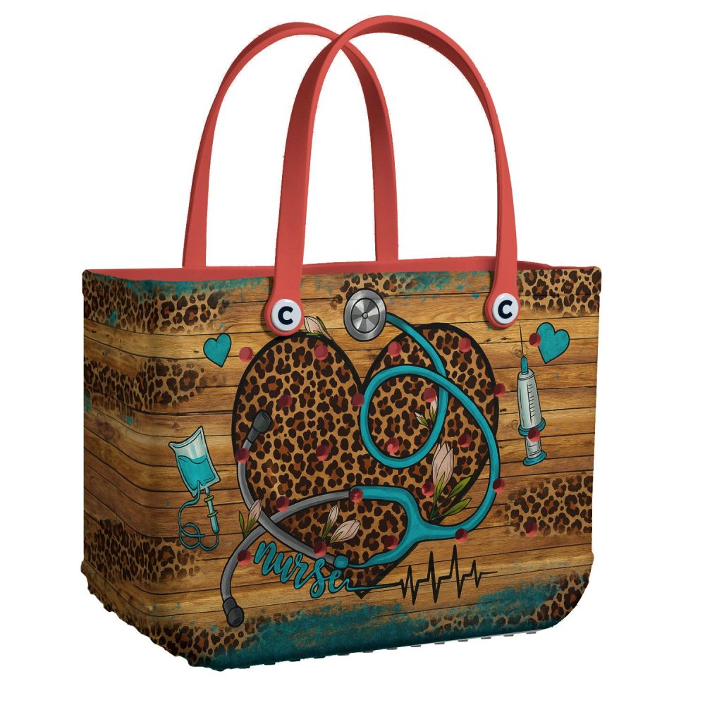 Stylish Nurse Tote Bag With Leopard Print & Medical Motifs - Perfect Gift For Healthcare Heroes