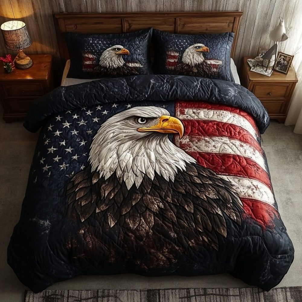 Bald Eagle Majesty 3-Piece Quilted Bedding Set