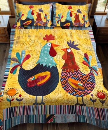 Barnyard Couple 3-Piece Quilted Bedding Set