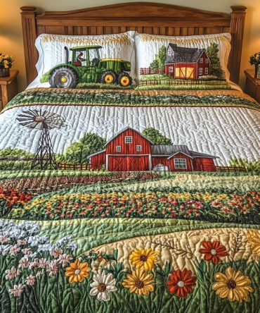 Barnyard Blossom 3-Piece Quilted Bedding Set