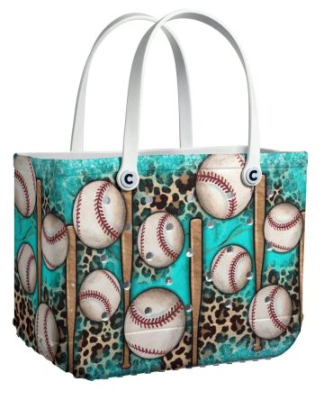 Stylish Baseball & Leopard Print Tote Bag - Perfect For Sports Lovers & Fashionistas