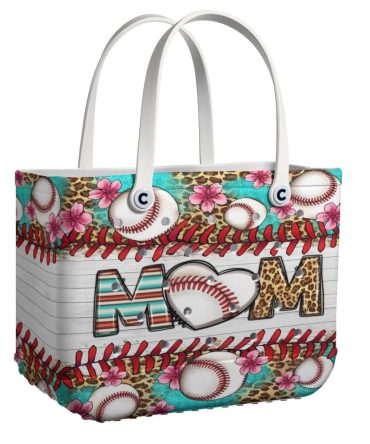 Stylish Baseball Mom Tote Bag – Floral Design, Perfect Gift For Sports Moms