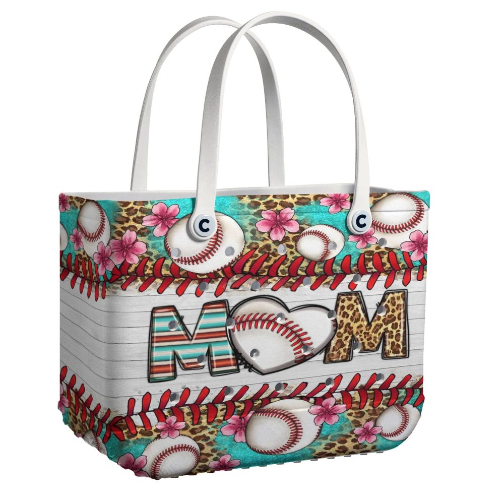 Stylish Baseball Mom Tote Bag – Floral Design, Perfect Gift For Sports Moms