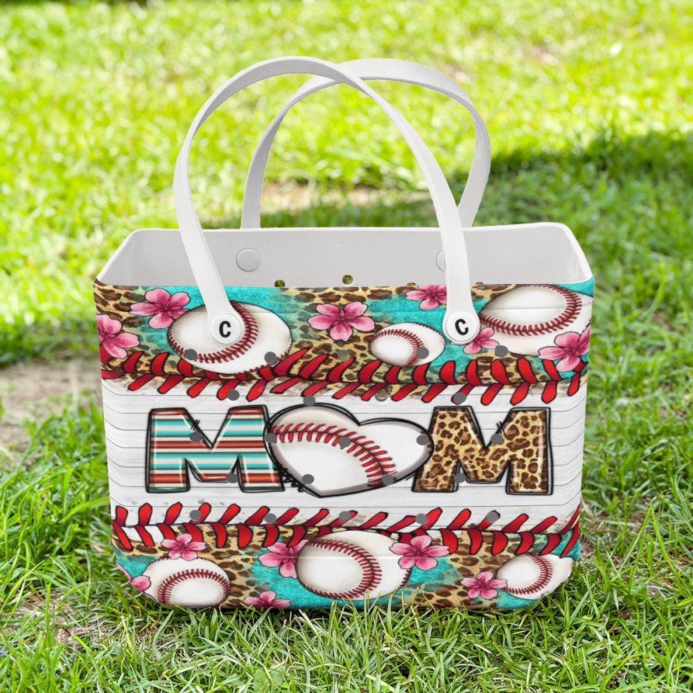 Stylish Baseball Mom Tote Bag – Floral Design, Perfect Gift For Sports Moms - Image 2