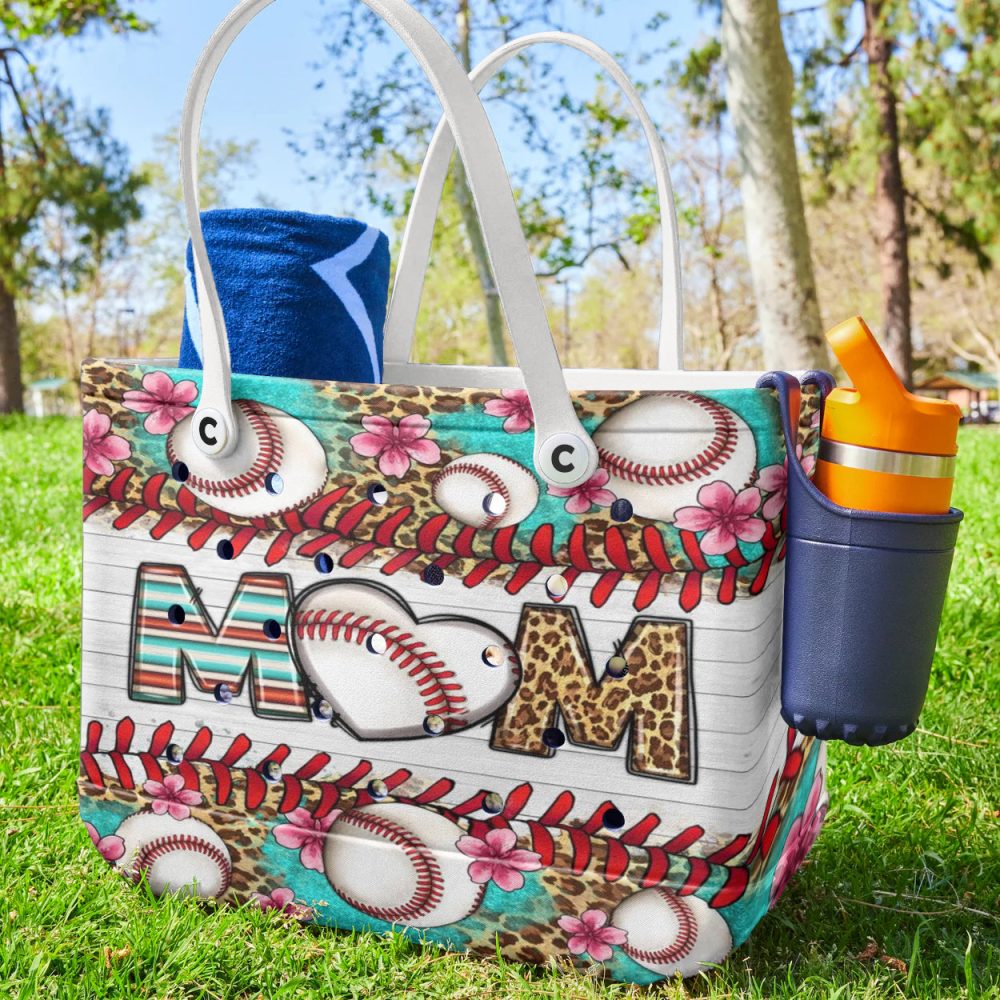 Stylish Baseball Mom Tote Bag – Floral Design, Perfect Gift For Sports Moms - Image 3