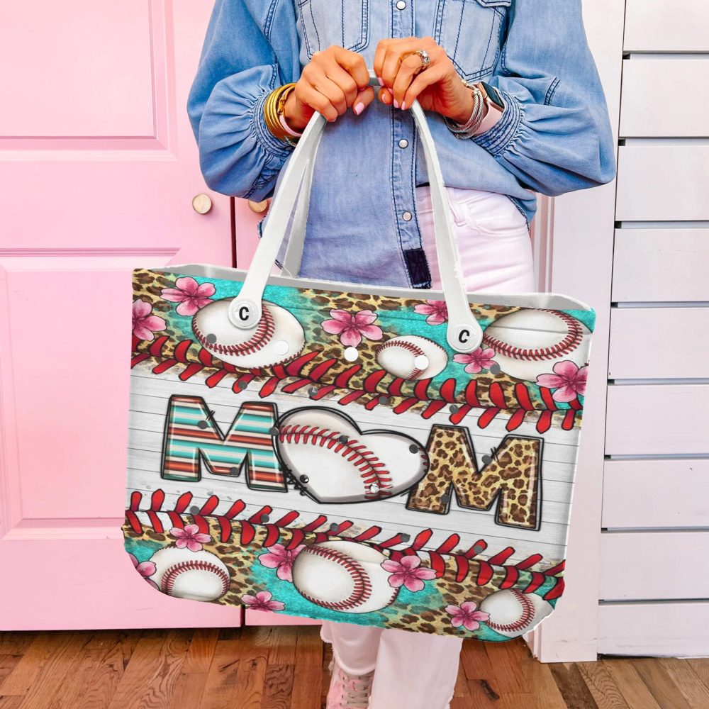 Stylish Baseball Mom Tote Bag – Floral Design, Perfect Gift For Sports Moms - Image 5