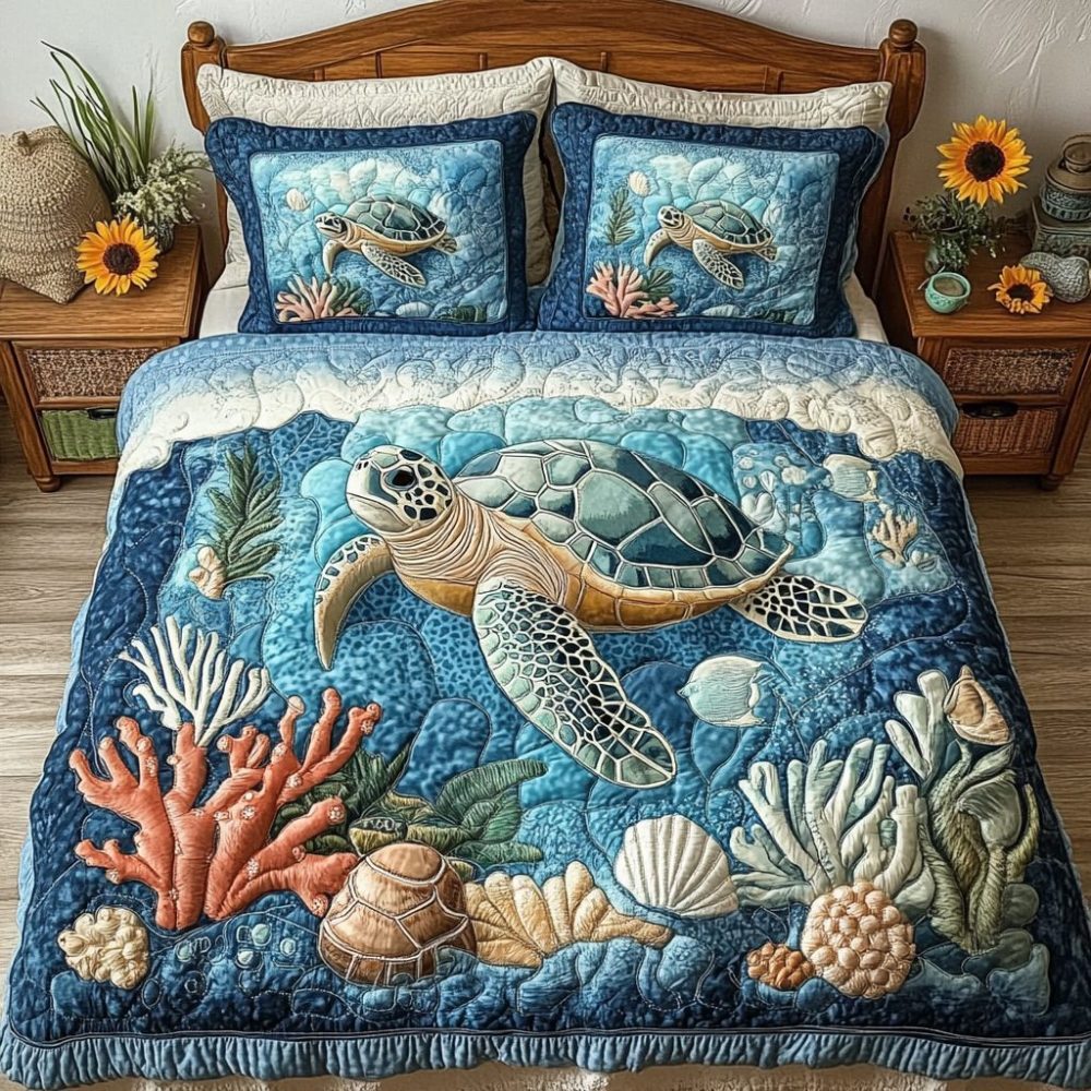 Beach Vibes 3-Piece Quilted Bedding Set