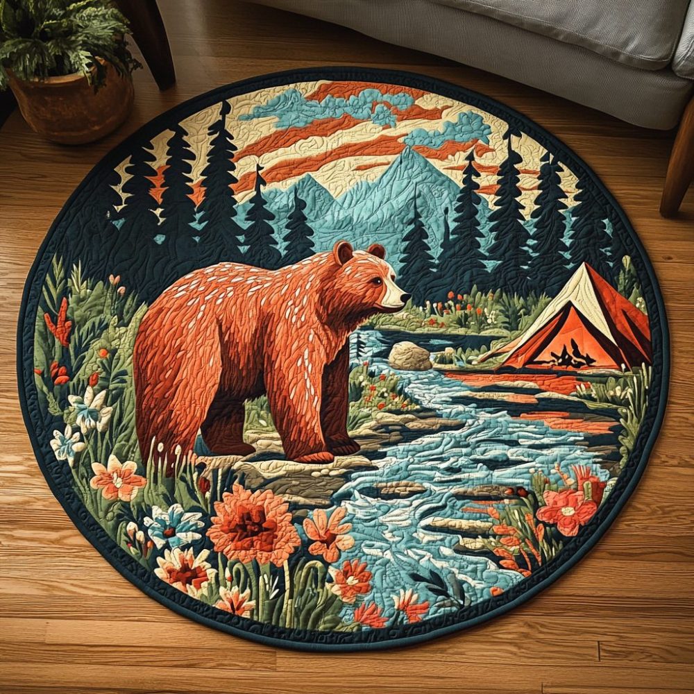 Bear Bloom Quilted Round Mat