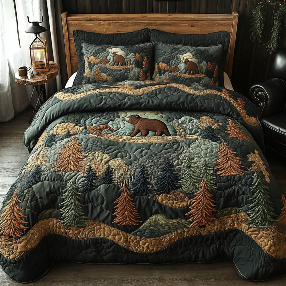Bear Country Dreams 3-Piece Quilted Bedding Set