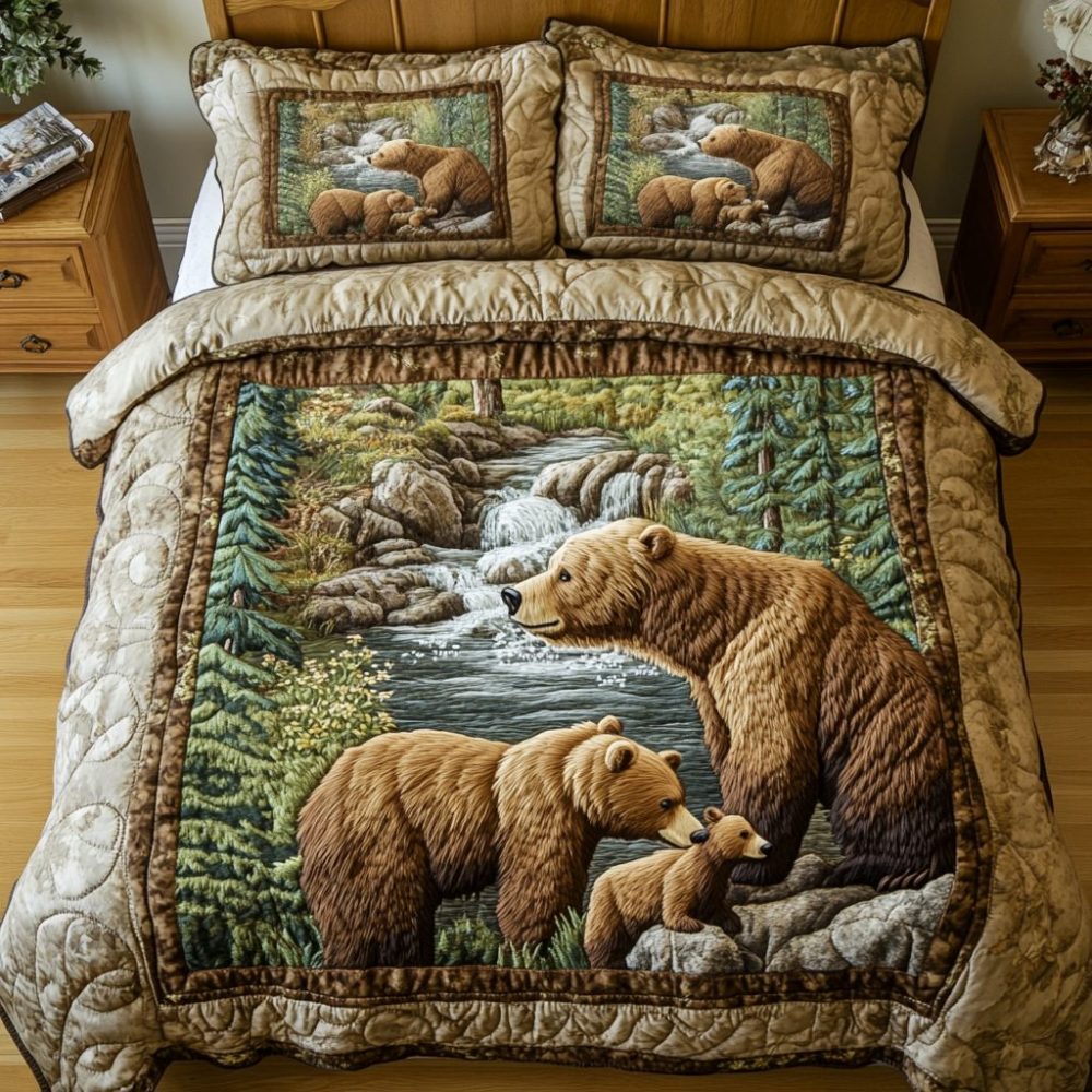 Bear Spirit 3-Piece Quilted Bedding Set