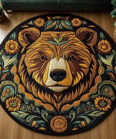 Bear Wilderness Quilted Round Mat
