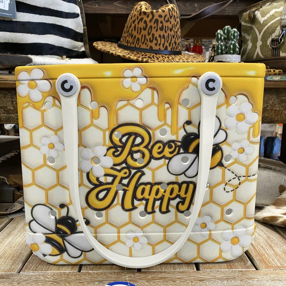 Bee Happy Tote Bag - Stylish Honeycomb Design With Flowers & Bees - Perfect For Summer Outings - Image 6