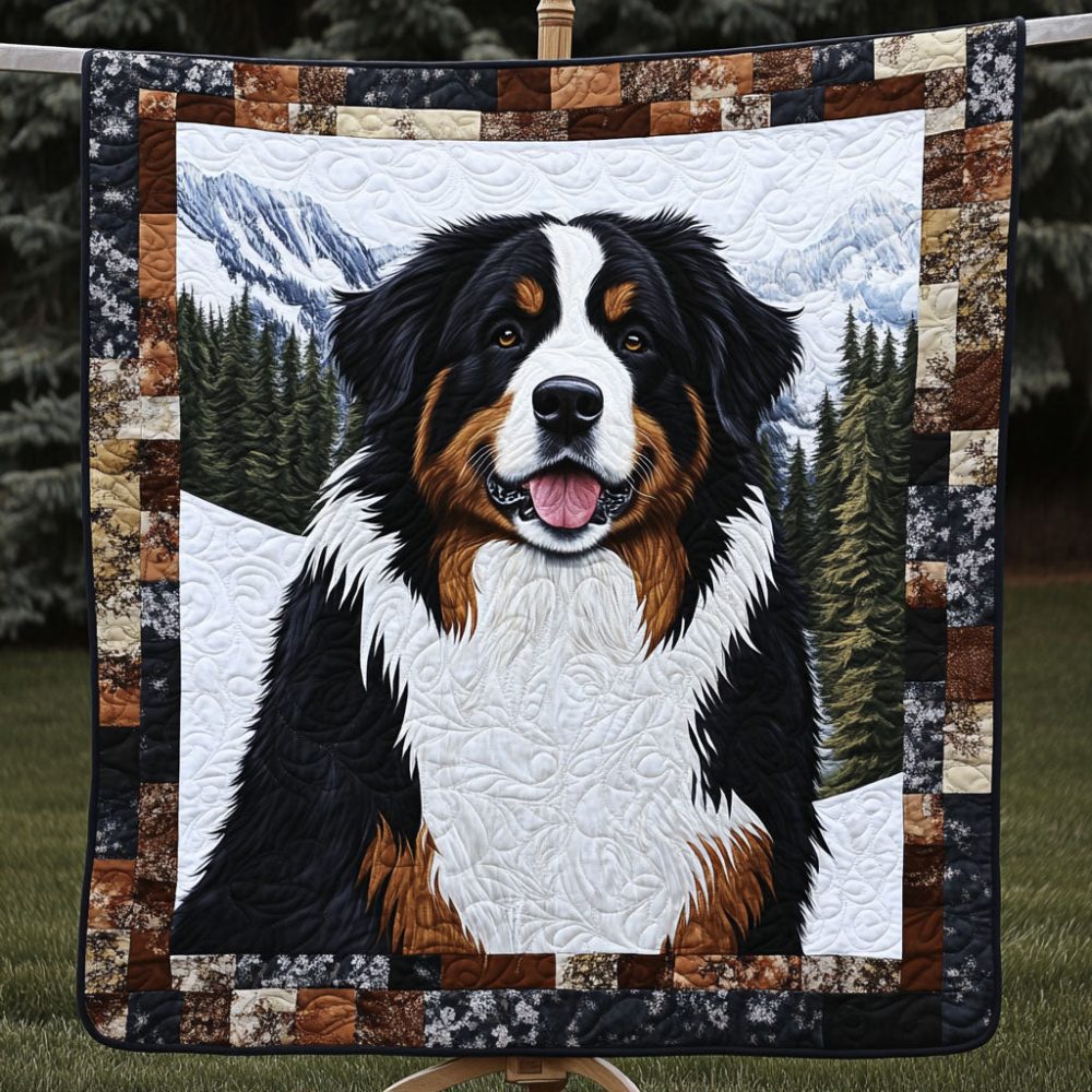 Bernese Mountain Companion Quilted Blanket