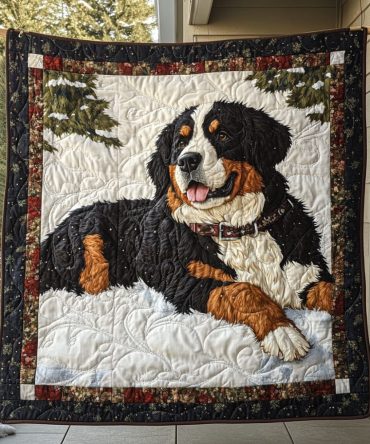 Bernese Mountain Path Quilted Blanket