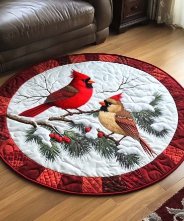 Berry Red Elegance Quilted Round Mat
