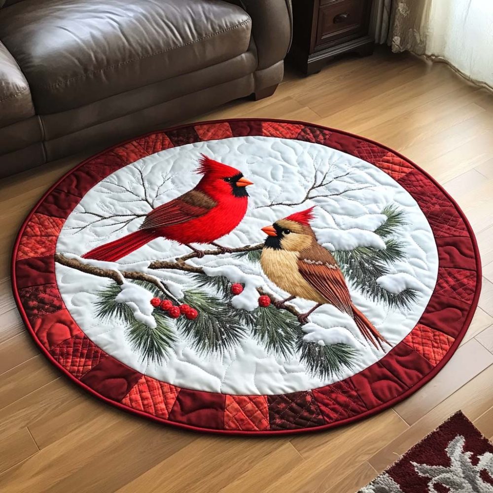 Berry Red Elegance Quilted Round Mat