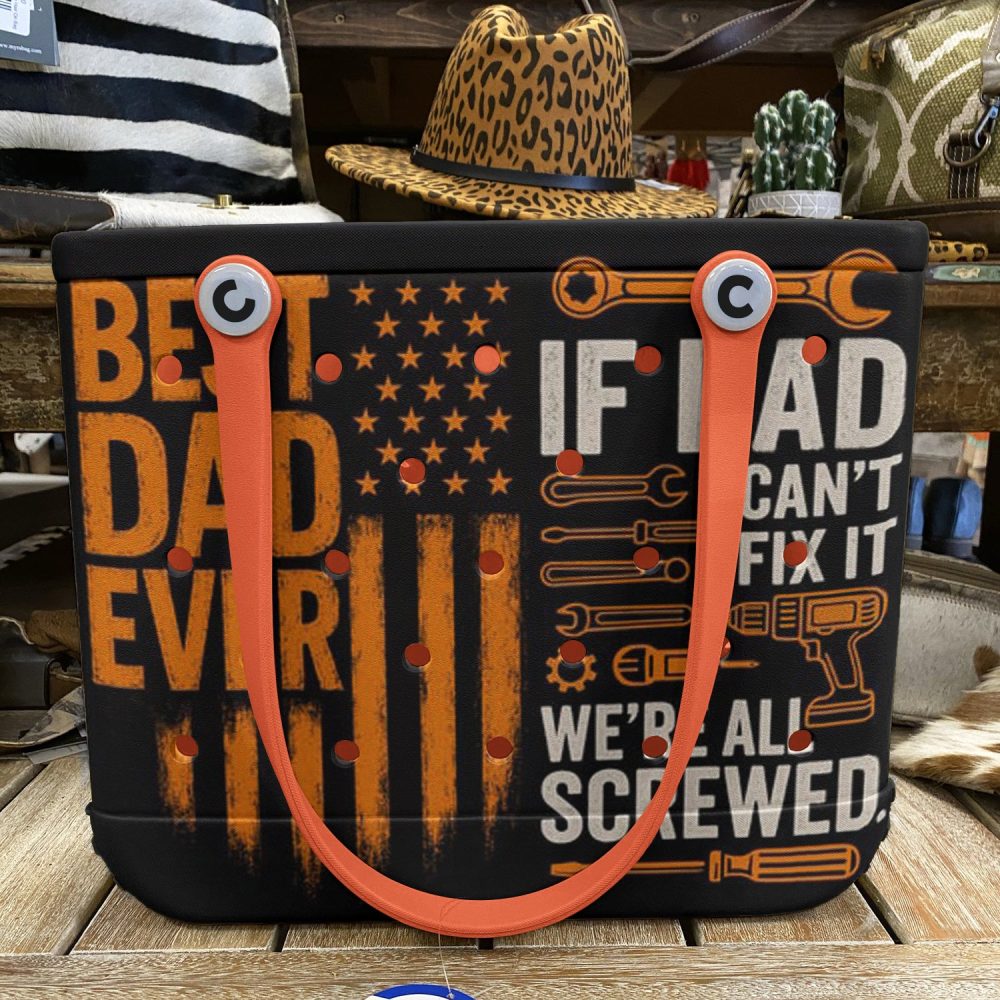 Bucket Tote Bag, Limited Edition Bogg Bag, Beach Bag Best Dad Fixer - Image 6