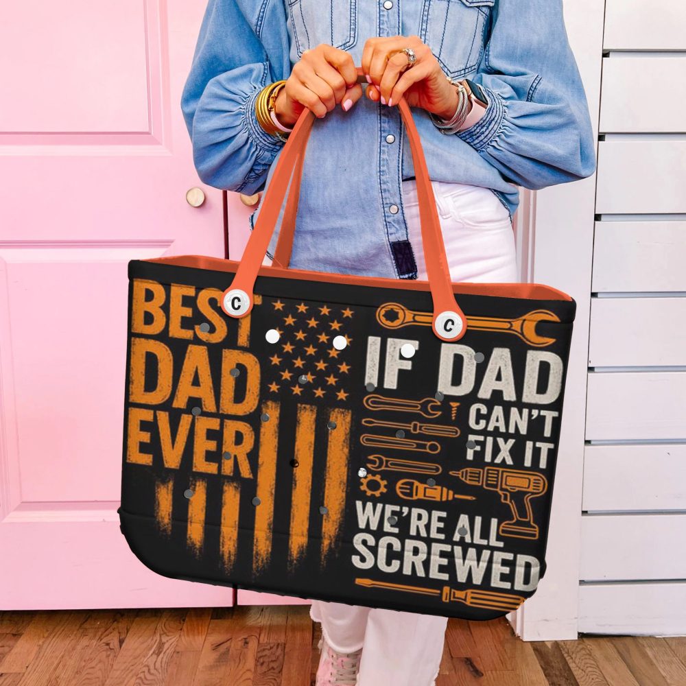 Bucket Tote Bag, Limited Edition Bogg Bag, Beach Bag Best Dad Fixer - Image 5