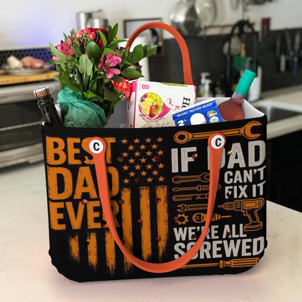 Bucket Tote Bag, Limited Edition Bogg Bag, Beach Bag Best Dad Fixer - Image 4