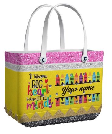 Custom Teacher Tote Bag - 'Big Heart To Shape Little Minds' Design, Personalized Gift