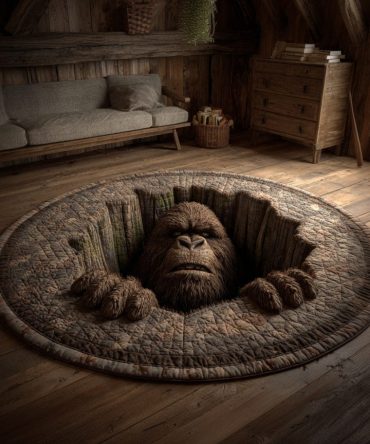 Bigfoot Cave Out Quilted Round Mat