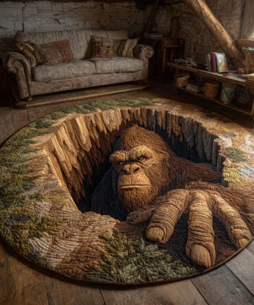 Bigfoot Forest Burrow Quilted Round Mat
