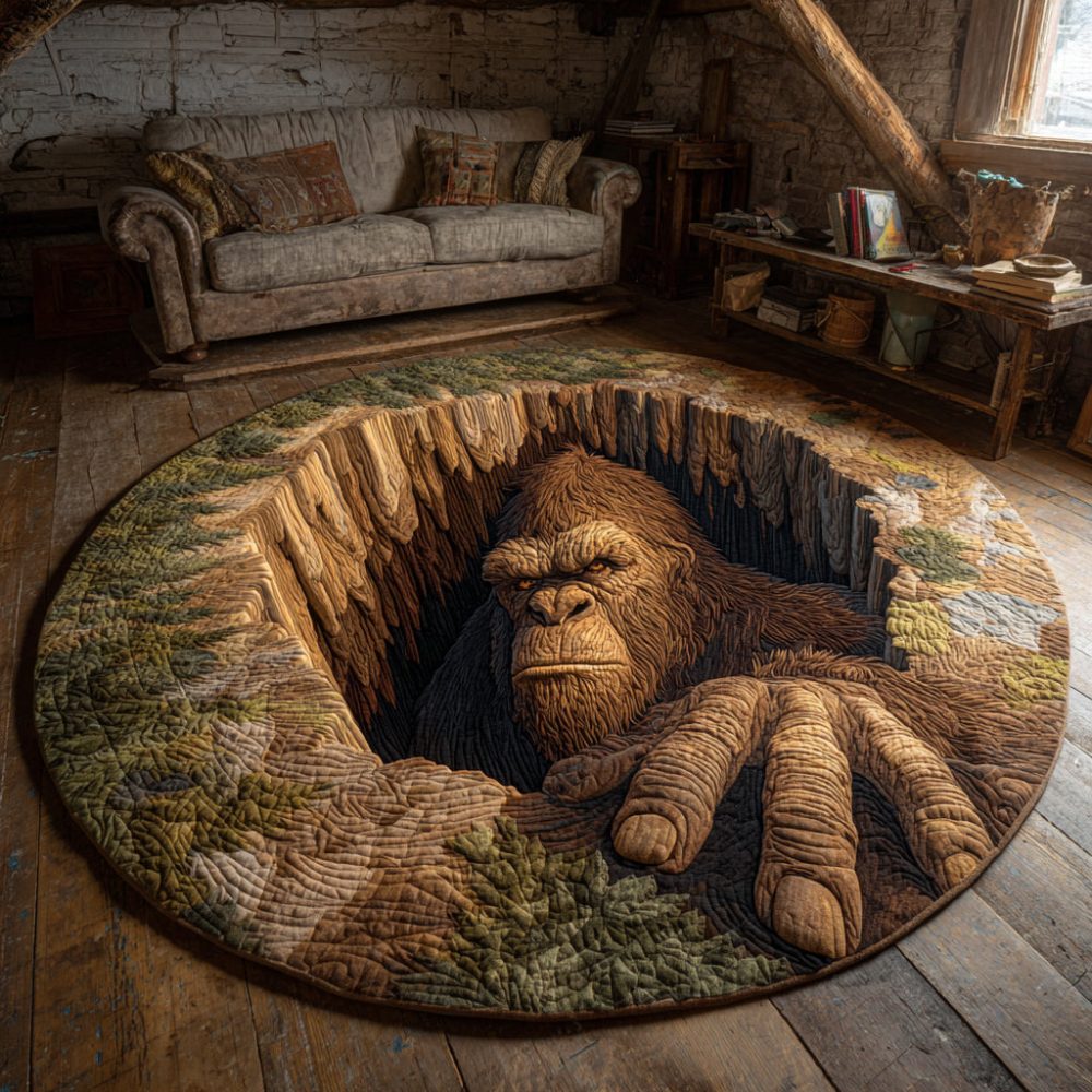 Bigfoot Forest Burrow Quilted Round Mat